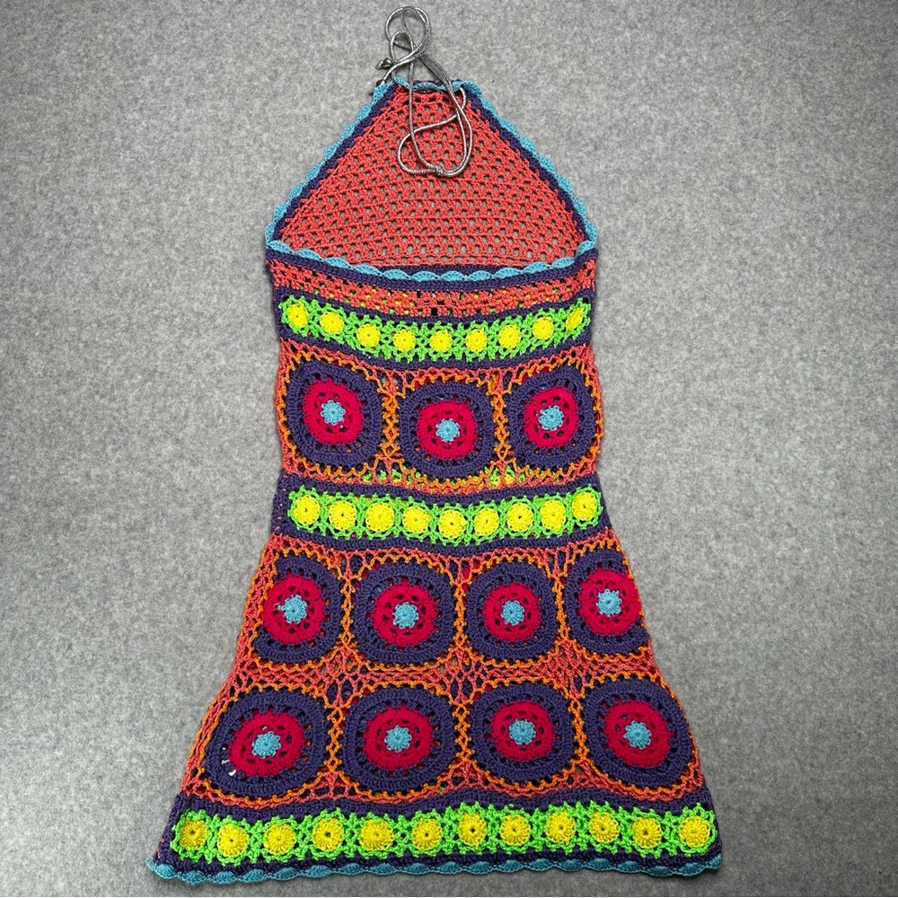 Current Mood at Dolls Kill Free Your Mind Crochet Halter Mini Dress Small - Picture 5 of 14